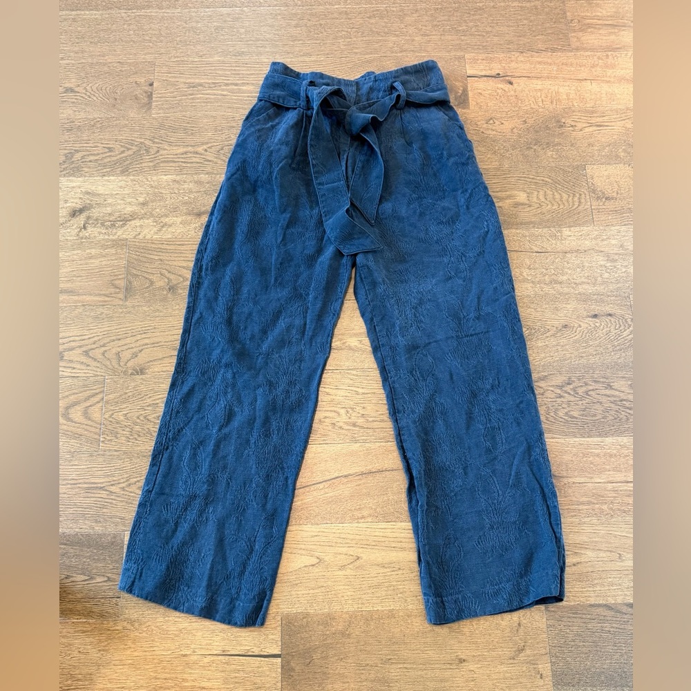Veronica Beard Textured Tie Waist  Pants Blue Size 6